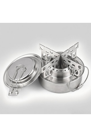 Hombey Lıxada Paslanmaz Çelik Alkollü Ocak Seti: Taşınabilir Kamp Ocağı, Çapraz Ayak Ve Yangın Söndürücü Kapağı İle, Hiking Ve Piknikler İçin Verimli Isıtma Gümüş