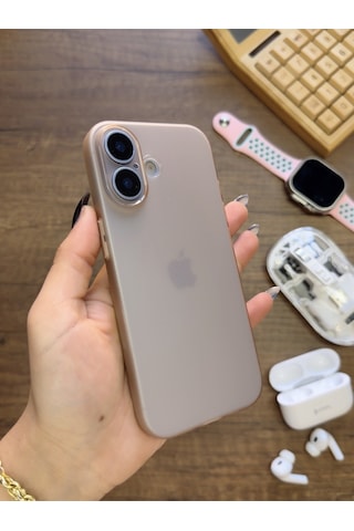 Apple iPhone 17 Uyumlu Süper İnce Mat Ultra Thin Silikon Kılıf Çöl