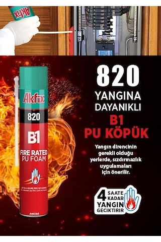 Akfix 820 Yangına Dayanıklı B1 Pu Köpük 750ML