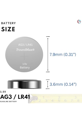 20 X Poundmax Ag3 Lr41 Lr736 / L736 / G3 / G3a / 3ga / 192 / Gp192 / V3ga / Rw87 1.5v Poundmax Alkalin Düğme Piller Küçük Elektronik Ev Aletleri, Araba Anahtarları, Ölçüm Cihazları