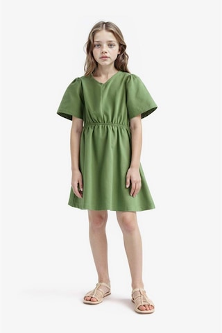 DeFacto Kız Çocuk Standart Fit V Yaka Gabardin Kısa Kollu Elbise E2645A825SMGN744 Yeşil