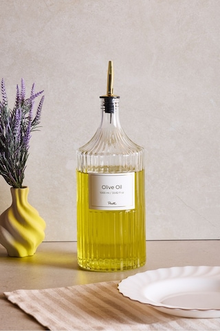 Perotti Viking 1000 Ml Cam Şişe Ve Yağlık Kapaklı Çift Kapaklı Gold Gold