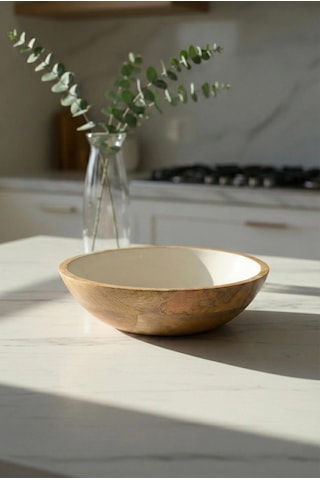 Mango Agacı Sunum Servis Kasesi & Dekoratif Kase 25 Cm Krem Çok Renkli