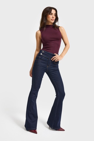 it's basic Kadın İndigo Renk 7w5-50 Flare Fit Elastan Kumaş Denim Jean