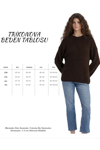 Trikonova Oversize Triko Kazak Kahverengi