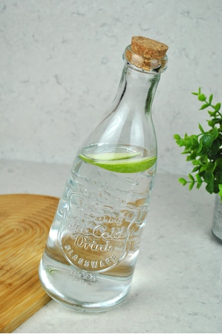 Mantar Kapaklı Cam Şişe Sürahi / Karaf 1,3 Lt Buzdolabı Kapak Ra