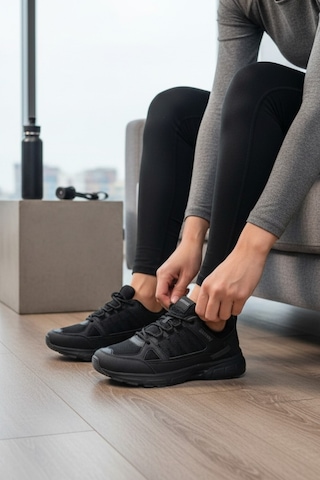 Enoch Erkek Yüksek Tabanlı Katmanlı Tasarım Outdoor Günlük Spor Ayakkabı Sneaker Siyah