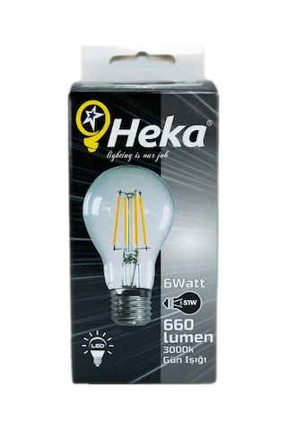 Heka 6W 230V 3000K E27 A60 Led Flamanlı Rustik Ampul