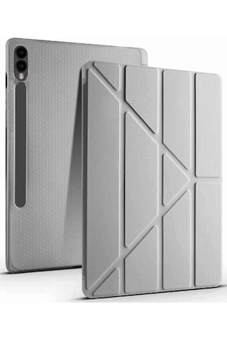 Samsung Galaxy X610 Tab S9 Fe Plus 12.4 Kılıf Kalemlikli Mars Tablet Kılıfı - Koyu Gri Arka Kapak