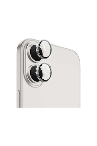 Apple Uyumlu iPhone 17 Metal Çerçeveli Temperli Kamera Lens Koruyucu Gümüş