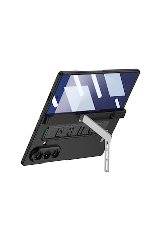 Galaxy Uyumlu Z Fold 7 Kılıf Zore Kıpta Kpt-01 Standlı Kapak Siyah