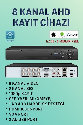 8 Kanal Ahd Xmeye Dvr Kayıt Cihazı