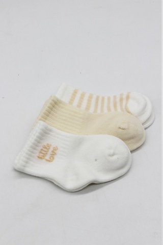 Erturkstore Little Love Girl 3'lü Penye Soket Çorap 10137 Ekru Çok Renkli