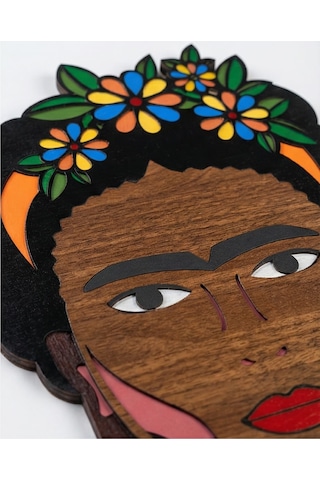 Frida Kahlo Mdf Ahşap Duvar Maskı - Çiçek Taçlı Dekoratif Duvar Sanatı 1