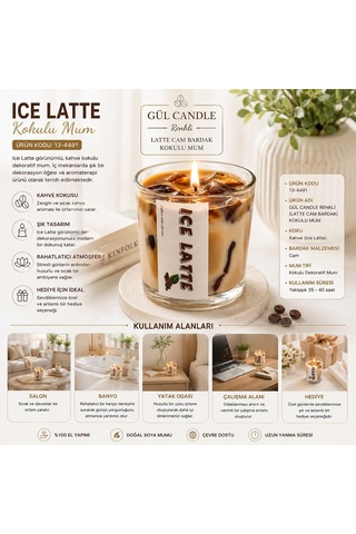 Gül Mum Candle Latte Kokulu Mum - Cam Bardaklı Kahve Kokulu- 12'li Paket Diğer
