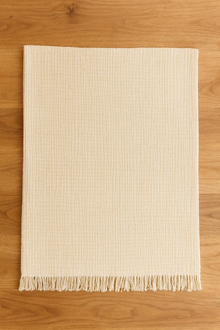 Elyaflı Müslin Battaniye 100x120 Cm Bej