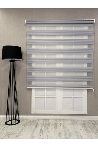 Donatti Zebra Stor Geniş Plise Güneşlik Perde Açık Gri Açık Gri