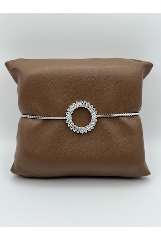 Arnes Jewelry Zirkon Taşlı Asansörlü Bileklik Gümüş