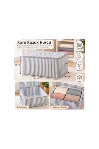 Kare Kazak Hurcu Fermuarlı 42x40x32 Gri Kare Kazak Hurcu Fermuarlı 42x40x32 Gri