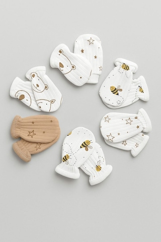 Bebe Wini Unisex Yenidoğan Penye Organik Pamuklu Bebek Eldiveni 6 Çift Set Karışık Desen Gönderilir Ekru Bebe Wini Unisex Yenidoğan Penye Organik Pamuklu Bebek Eldiveni 6 Çift Set Karışık Desen Gönderilir Ekru