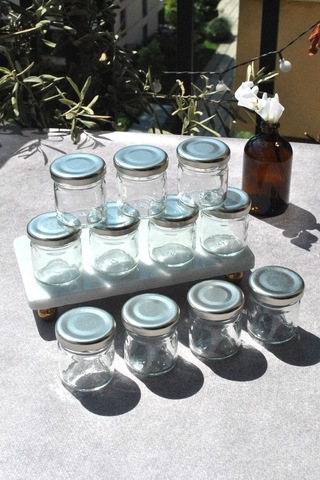 12 Adet 40 Ml Silver Cam Mini Kavanoz Gümüş Kapak Numune Mama Hediyelik Hobi Düğün Nişan