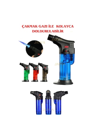 Janva Gazlı Torch Pürmüz Çakmak Doldurulabilir Pratik Mangal Nargile Yemek Hazırlama Şef Aşçı Çakmağı Siyah