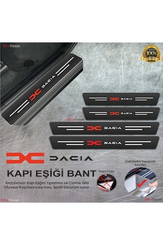 Dacia Logolu Uyumlu Yeni Logo Karbon Kapı Eşiği Koruyucu Suni Deri 4'lü