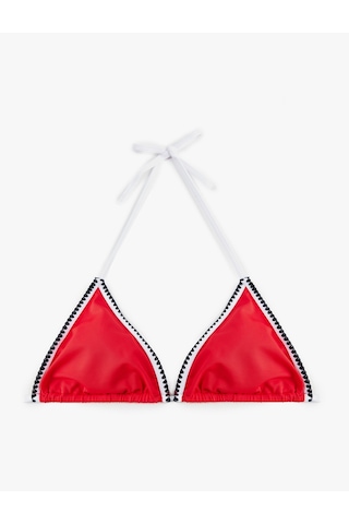 Koton Renk Kontrastlı Kroşe Detaylı Üçgen Bikini Üstü Kırmızı 6sak10211mm