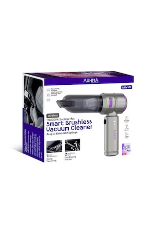 Auhma Ahv-02 Kablosuz Araç Içi Süpürge Mor 18000pa Güçlü Vakum Fırçasız Motor Üfleme & Vakum Özellikli 9 Başlık + Type 18.000 Pa