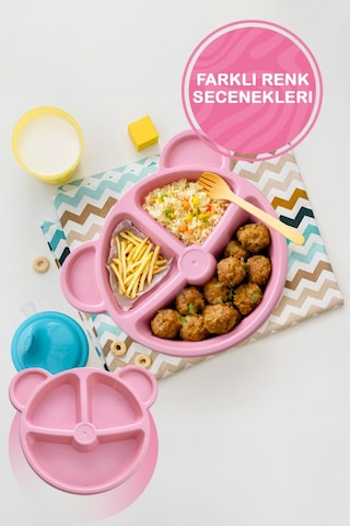 Mithra Life 3 Bölmeli Pembe Bebek Çocuk Yemek Mama Tabağı Mıt1114 Pembe