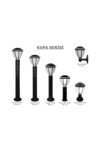 Kupa 50 Cm Set Üstü Bahçe Lambası Zita Bahçe Aydınlatma Armatürü