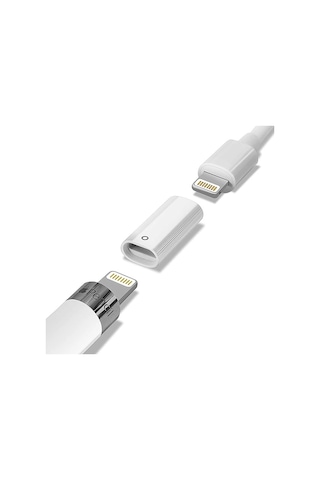 Ally Apple iPhone Uyumlu Pen Pencil Kalem Usb Şarj Cihazı Lightning Adaptörü- 5775 Beyaz