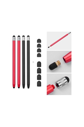 Singree 2si 1 Arada Evrensel Dokunmatik Stylus Kalem Tüm Tabletler Telefonlar 8 Yedek Yumuşak Uç 4 Adet 2siyah 2kırmızı