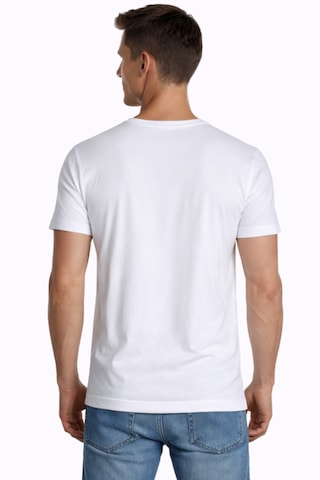 Çift Kaplan Erkek Elastanlı T-shirt 0954 3'lü Beyaz