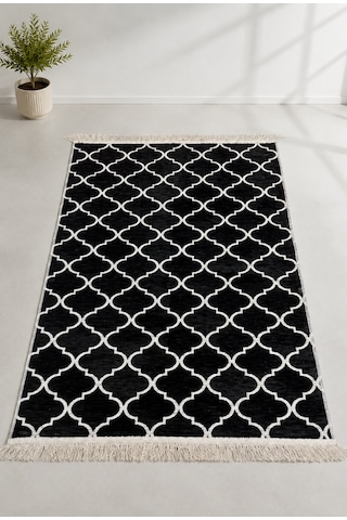 Kilim Paspas Çok Amaçlı Halı Makinede Yıkanabilir Toz Yapmaz Siyah 6