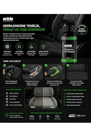 Edde Araba Araç Oto Döşeme Temizleyici Sprey 500ml Oto Detailing 1