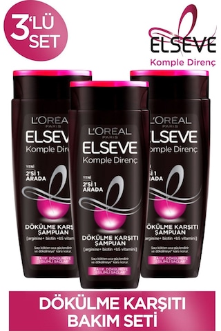 Elseve Komple Direnç Dökülme Karşıtı 2si1arada Şampuan 450ml 3 Adet