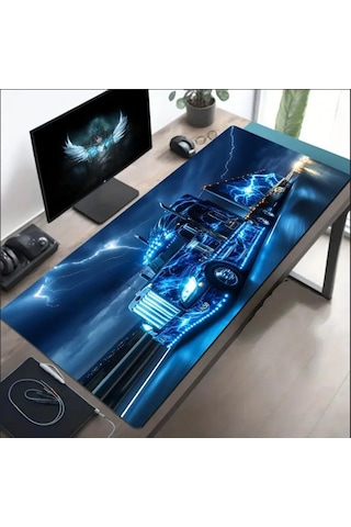 70x30 Cm Neon Tır Temalı Kaydırmaz Taban Speed Yüzey Oyuncu Mouse Pad Gaming
