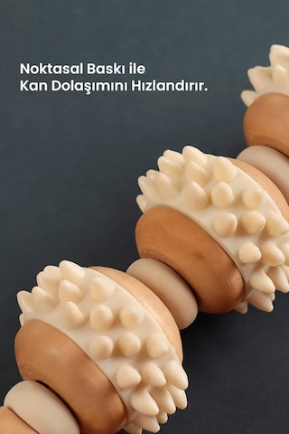 Doğal Ahşap Ayak Masaj Aleti 3 Tekerlekli Bacak Masajı Ve Gua Sha Etkisi Diğer
