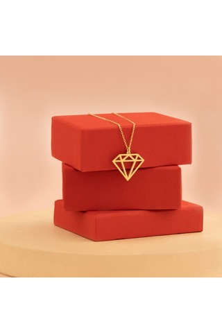 Dkmn Gümüş Elmas Şekilli Gümüş Kolye