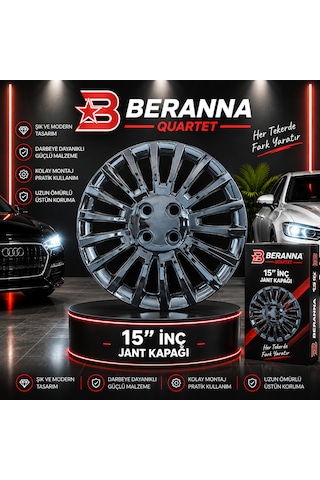 15'' Inç Fiat Linea Jant Kapağı 4 Adet Çelik Jant Görünümlü Parlak Siyah