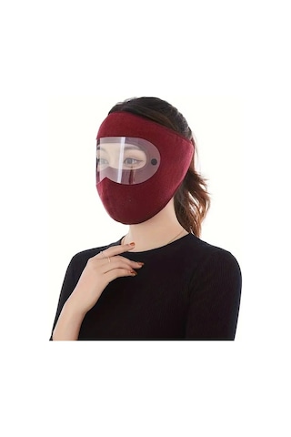 Motosiklet Bisiklet Ve Kayak İçin Uygun Maske Göz Ve Yüz Rüzgar Korumalı Termal Polar Maske Kırmızı Siyah