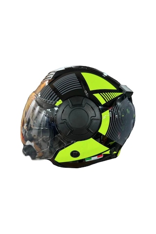 Sway SW-766 Geko Çenesiz Güneş Gözlüklü Kask Sarı Siyah