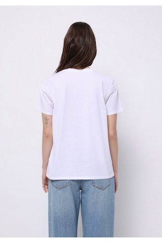 Colins Regular Fit Yuvarlak Yaka Baskılı Kadın Beyaz Kısa Kol Tişört Cl1074309 Q1.v1 Wht Beyaz