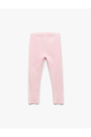 Koton Pamuklu Beli Lastikli Ribanalı Basic Pembe Kız Bebek Tayt 6wmg40016ak Pembe