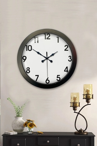 36 Cm Siyah Metal Standart Duvar Saati Çok Renkli