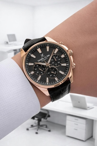 Daniel Klein Deri Kordon İç Kadran Fonksiyonları Aktif 3 Atm Suya Dayanıklı Erkek Kol Saati E14239-5 Rose Gold