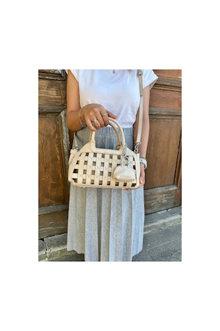Just Polo Kadın Yeni Sezon Örgü Detaylı Ayarlanabilir Askılı Şık Çapraz El & Omuz Çantası Ebat : 26 X 17 Cm Rugan Vizon