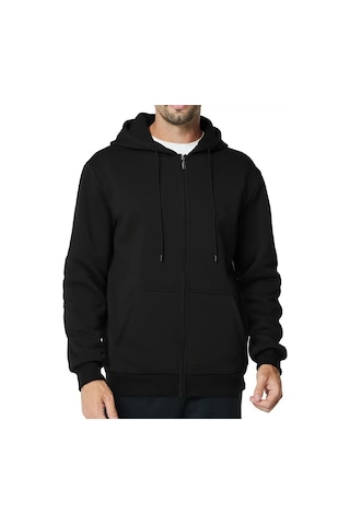 Dynamo Erkek Kapüşonlu Fermuarlı Sweatshirt 6549 Bgl-st04026 Siyah