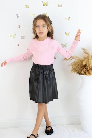 Bayramlik Fi Ti Lli Dantel Detay Deri Etekli 2 Li Takim Pembe/siyah Pembe - Siyah